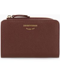 Emporio Armani - Textured Leather Billfold Wallet With Zip-Around Closure - Lyst