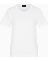 Emporio Armani - Asv Supima Jersey T-Shirt With All-Over Rhinestones And Eagle - Lyst