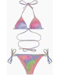 Emporio Armani - Sustainability Values Capsule Collection Bikini Mit Gepolstertem Triangel-bh Mit Allover-print - Lyst