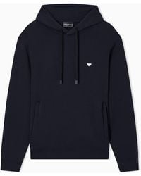 Emporio Armani - Double-Jersey Hooded Sweatshirt With Embroidered Micro Eagle Logo - Lyst
