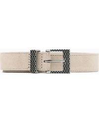Emporio Armani - Crust Leather Belt With 3D Patterned Buckle - Lyst