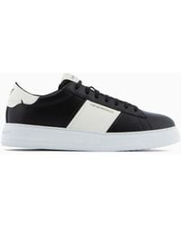 Emporio Armani - Leather Sneakers With Rubber Details - Lyst