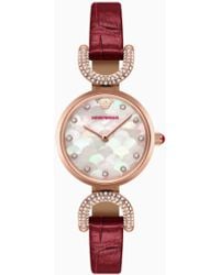 Emporio Armani - Lunar New Year Two-Hand Burgundy Leather Watch - Lyst