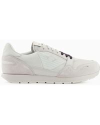 Emporio Armani - Mesh Sneakers With Suede Details And Eagle Patch - Lyst