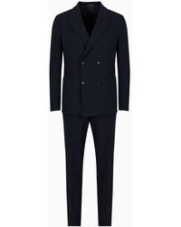 Emporio Armani - Double-breasted Virgin-wool Two-way Stretch Canvas Suit - Lyst