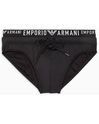 Emporio Armani - Asv Badeslip Aus Recycelter Mikrofaser Mit Logoband - Lyst