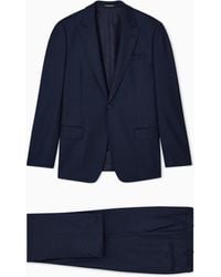 Emporio Armani - Single-Breasted, Virgin-Wool Suit With Jacquard Micro Motif - Lyst