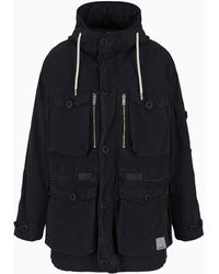 Emporio Armani - Sustainability Values Capsule Collection Garment-dyed Organic Ripstop Hooded Pea Coat - Lyst