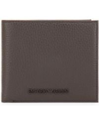 Emporio Armani - Bifold Wallet With Textured Leather And Flap Coin Pocket - Lyst