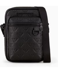 Emporio Armani - Crossbody In Pelle Embossed Eagle All Over - Lyst