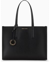 Emporio Armani - Palmellato Leather-finish Shopper Bag With Charm - Lyst