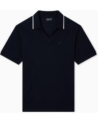 Emporio Armani - V-Neck Piqué Polo Shirt - Lyst