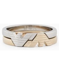 Emporio Armani - Two-Tone Stainless Steel Stack Ring - Lyst