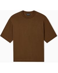 Emporio Armani - Oversized Heavy Jersey T-Shirt With Micro Eagle Embroidery - Lyst