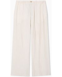 Emporio Armani - Embossed Jacquard Trousers With Wrinkle Effect - Lyst