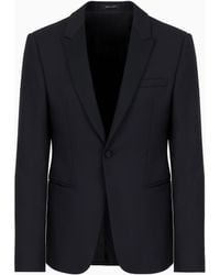 Emporio Armani - Worsted Virgin Wool Jacket With Satin Lapels - Lyst