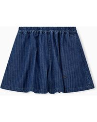 Emporio Armani - Shorts Denim With Pinstripes And Elastic Waist - Lyst