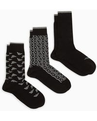 Emporio Armani - Three-pack Of Jacquard Gift Logo Socks - Lyst