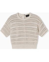 Emporio Armani - Short-Sleeved Jumper With Perforated Knit - Lyst