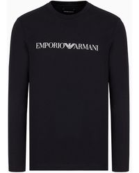 Emporio Armani - Pullover Aus Pima-jersey Mit Logoprint - Lyst