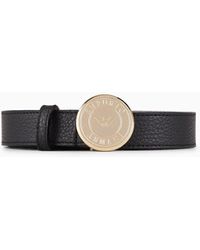 Emporio Armani - Deer-print Leather Belt With Medallion Buckle - Lyst