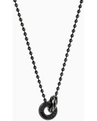 Emporio Armani - Halskette Aus Edelstahl Mit Anhänger In Schwarz - Lyst