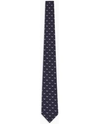 Emporio Armani - Pure Silk Tie With Jacquard All-Over Eagles - Lyst