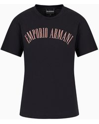 Emporio Armani - Asv Organic Jersey T-shirt With Glitter Logo - Lyst
