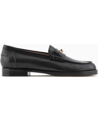 Emporio Armani - Polished Leather Loafers With Stirrup - Lyst