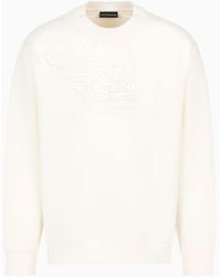 Emporio Armani - Double-jersey Sweatshirt With Embossed Oversize Logo - Lyst