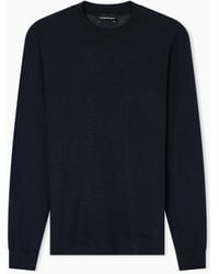 Emporio Armani - Travel Essentials Plain-Knit Virgin-Wool Jumper - Lyst