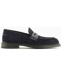Emporio Armani - Crust Leather Loafers - Lyst
