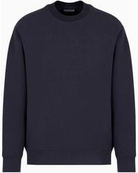 Emporio Armani - Sweatshirt Aus Doppellagigem Jersey Mit Geprägtem Maxi-logo - Lyst