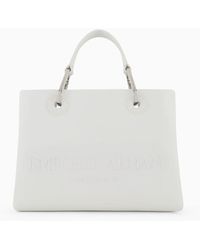 Emporio Armani - Small Myea Shopper Bag With Oversized Embossed Logo - Lyst