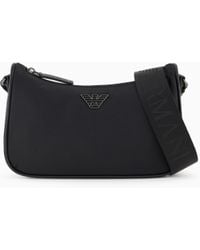 Emporio Armani - Recycled Shoulder Bag With A Zip Closure And Logo Strap - Lyst