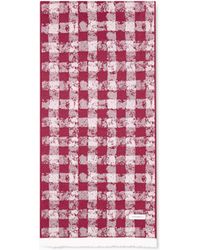 Emporio Armani - Wool Scarf With A Textured Vichy Jacquard Weave - Lyst
