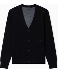Emporio Armani - Bonded Virgin-Wool V-Neck Cardigan - Lyst