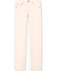 Emporio Armani - Five-Pocket Cotton Denim Jeans With A Zip And Leather Patch - Lyst