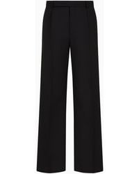 Emporio Armani - Trousers With A Pleat In A Natural Stretch Tropical Light Wool - Lyst