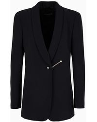Emporio Armani - Shawl Collar Jacket In Envers Satin With Piercing-style Closure - Lyst