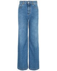 Emporio Armani - Asv Palazzo-jeans J14 Mit Hohem Bund Und Weitem Bein, Gefertigt Aus Bio-denim Aus Einer Lyocell-mischung - Lyst