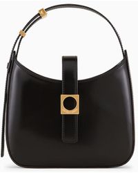 Emporio Armani - Brushed-leather Hobo Bag With Strap - Lyst