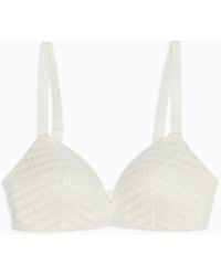 Emporio Armani - Armani Sustainability Values Padded Triangle Bra In Recycled Bonded Mesh With All-over Lettering - Lyst