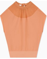 Emporio Armani - Links Stitch Lyocell-Blend Jumper With Yoke - Lyst