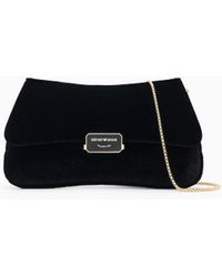 Emporio Armani - Smooth Velvet Clutch Bag With Chain Strap - Lyst