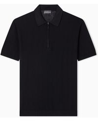 Emporio Armani - Vertical Tuck-Stitch Jumper With Polo-Shirt Collar - Lyst