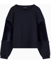Emporio Armani - Double Jersey Sweatshirt With Chenille Tape Travel Essential - Lyst
