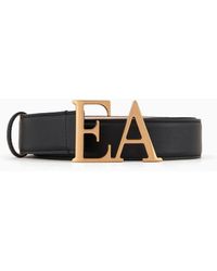 Emporio Armani - Leather Belt With Moulded Ea Buckle - Lyst