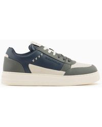 Emporio Armani - Asv Regenerated-leather Sneakers With Stitching Details - Lyst