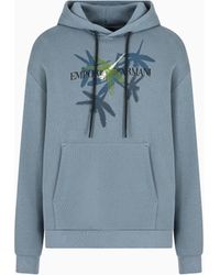 Emporio Armani - Asv Jersey Hooded Sweatshirt With Dragonfly Print And Embroidery - Lyst